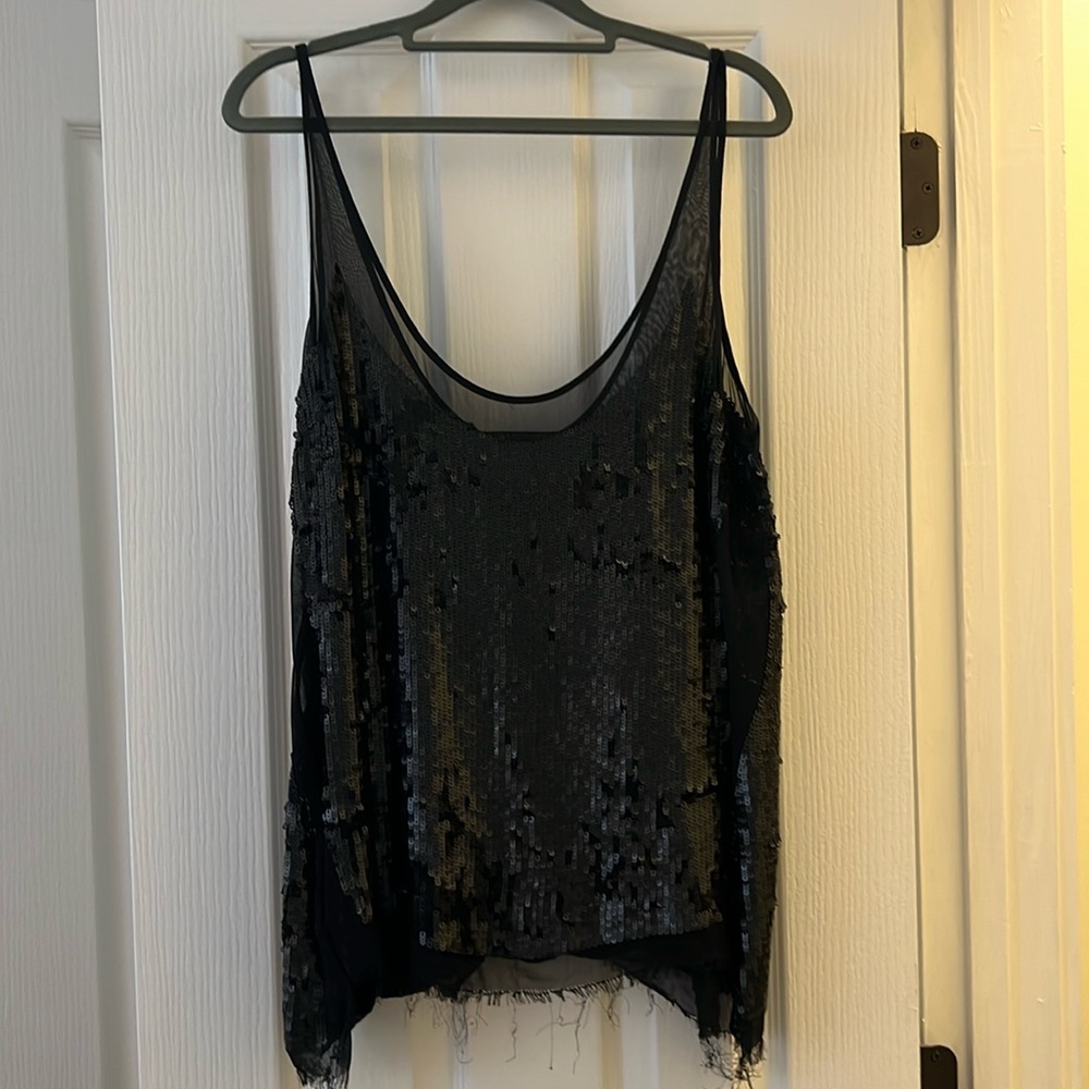 All Saints sequined blouse black size 8, never worn like new